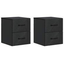 vidaXL Wall-Mounted Bedside Cabinet 2 pcs Black 34.5 x 33 x 40 cm