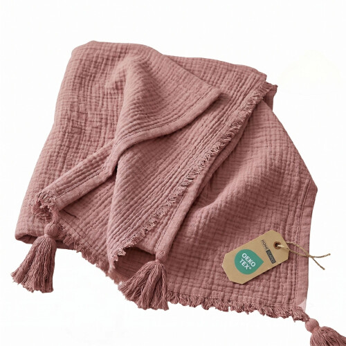 Homescapes Pure Handmade Cotton Muslin Bed Throw Blanket