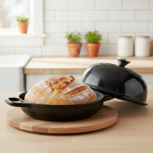 Toque Cast Iron Enamelled Dutch Oven Bread Baking Pot Casserole Dish Round 24cm