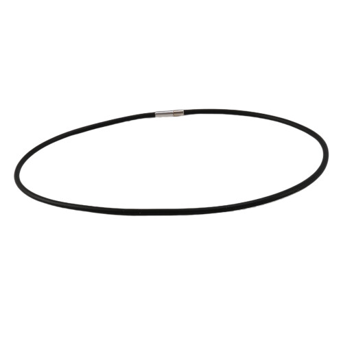 Colar de CordãO de Borracha Preta de 3 Mm com Fecho de AçO InoxidáVel - 18 Polegadas 2