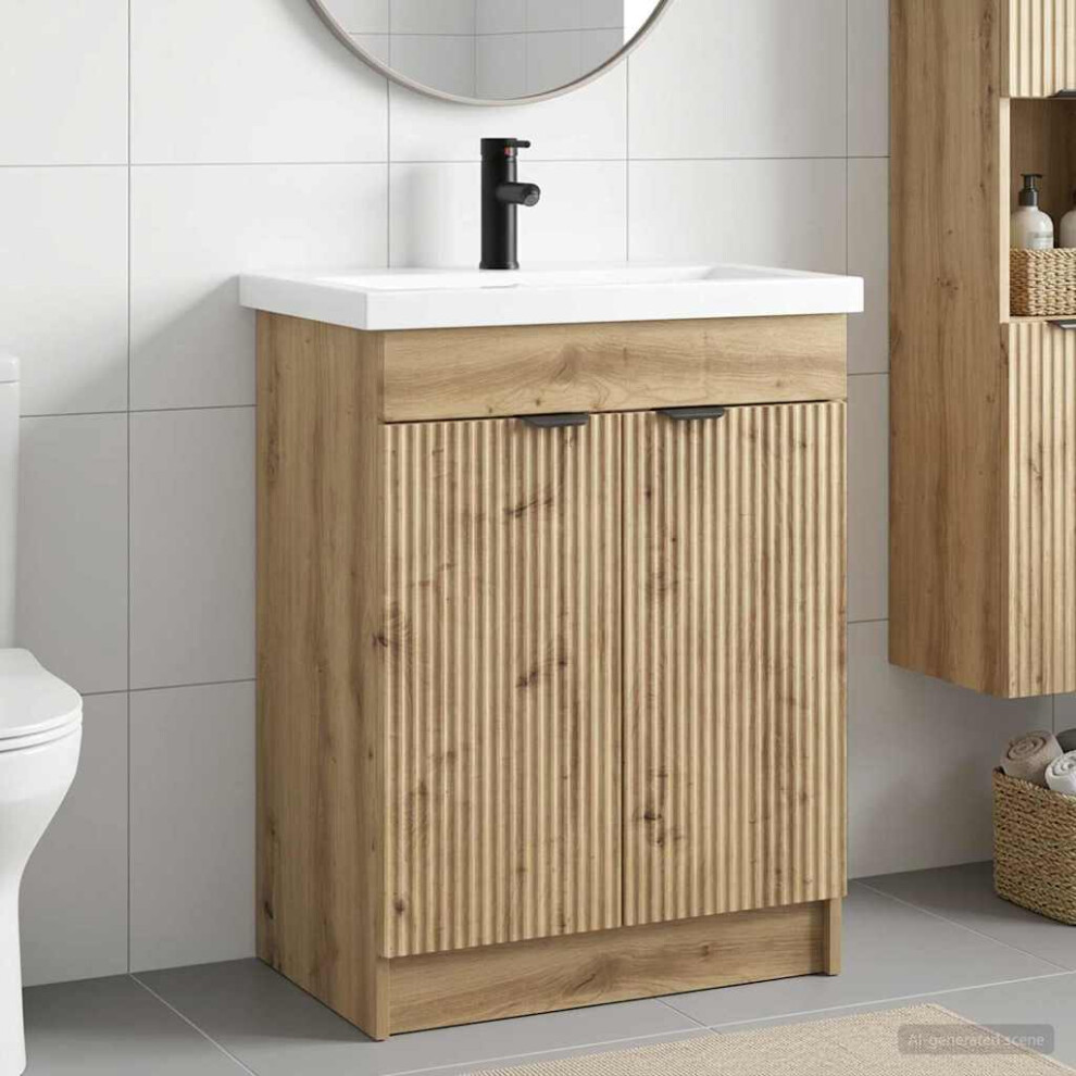Vidaxl Bathroom Furniture Set Artisan Oak 56 X 37.5 X 81 Cm