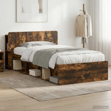 vidaXL Bed Frame with Storage Smoked Oak 100 x 200 cm Engineered Wood