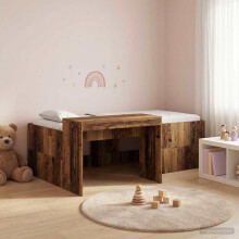 vidaXL Kids'High Bed Frame with Desk Old wood 75 x 190 cm