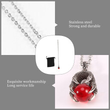 Collier en Acier Inoxydable de Pendentif en Forme de Patte de Gragon Incruste Perle Rouge Du Style Gothique pour Hommes, 23 Pouces de Chaine