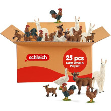 Schleich Farm World - 25 PC Farm Animal Playset - Realistic Barnyard Animal Bundle with Roosters, Hens, Goats and Geese - Children 3+