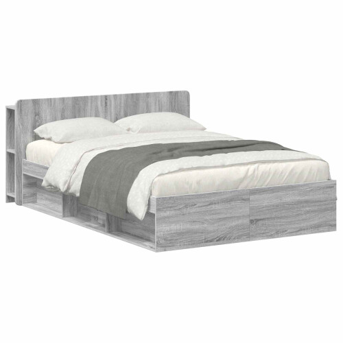 VidaXL vidaXL Bed Frame with Storage Grey Sonoma 150 x 200 cm Engineered Wood 2