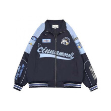 (l 50-55kg, blue) Y2k Sanrio Kuromi Jacket Cute My Melody Cinnamoroll Biker Punching Woman Loose Racer Jackets Female Casual Clothes Gift