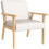 Upholstered Armchair with Armrests Solid Wood Frame Cream 1