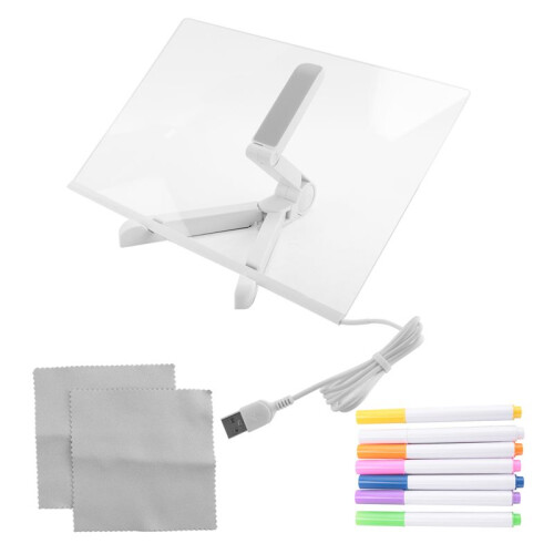 LED Note Board, Glowing Acrylic Message  Board with Light, Board Note Illuminated White Board (11.8 x 7.9In)
