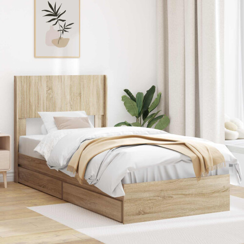 VidaXL vidaXL Bed Frame with Storage and Headboard Sonoma Oak 100 x 200 cm
