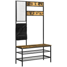 Armoire industrielle avec banc Ă chaussures, crochets et sac de rangement