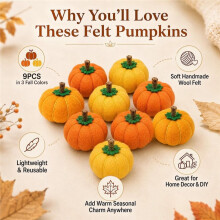 12 Pcs Thanksgiving Wool Pumpkins Fall Decoration Pumpkins Decor Fall Decorations for Home Tangerine