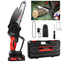 Mini Chainsaw 6 Inch Battery Chainsaw with Chains Battery and Case for Garden Tree Branch Cutting