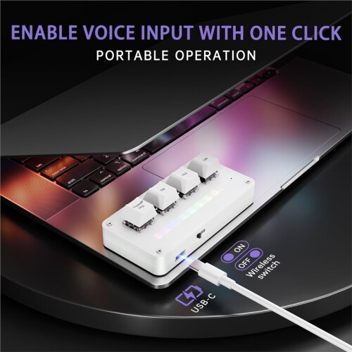4-Key Customize Wireless Voice Input Keyboard Macro Knob Copy Paste Shortcut Key Keyboard Vibecoding Keyboard White 2