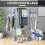 Étendoir à linge pliable à 4 niveaux, système de fixation facile, bleu et argent 6