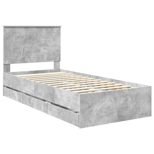 VidaXL vidaXL Bed Frame with Drawer Concrete Grey 90 x 190 cm Engineer Wood 1