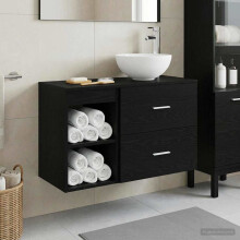 vidaXL Bathroom Furniture Set 2 pcs Black Oak Engineered Wood