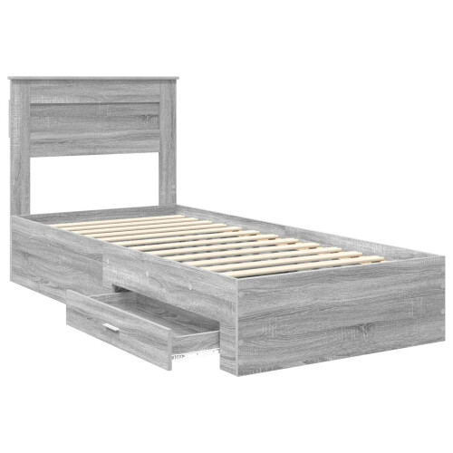 VidaXL vidaXL Bed Frame Grey Sonoma and Silver 75 x 190 cm Engineered Wood 2