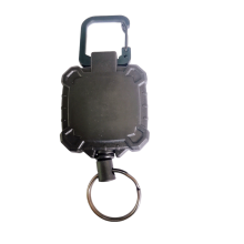 Einziehbarer Edelstahl-Schlüsselanhänger mit robustem Karabiner Black