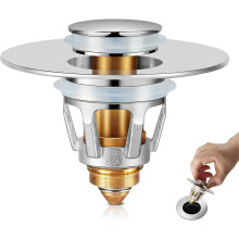 Waschbeckenstöpsel fürs Badezimmer, Pop-Up-Abflussstöpsel, Abflusssieb fürs Waschbecken, 2er-Pack Silver
