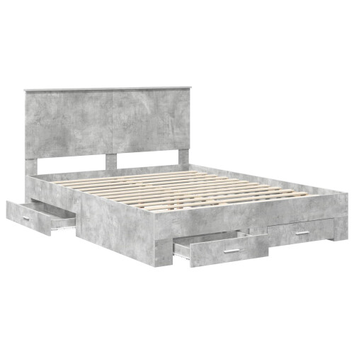 VidaXL vidaXL Bed Frame Concrete Grey 150 x 200 cm Engineered Wood 1