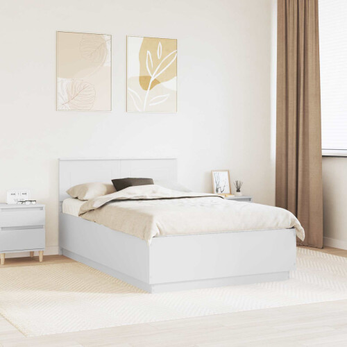 VidaXL vidaXL Bed Frame with Headboard White 135 x 190 cm Engineered Wood