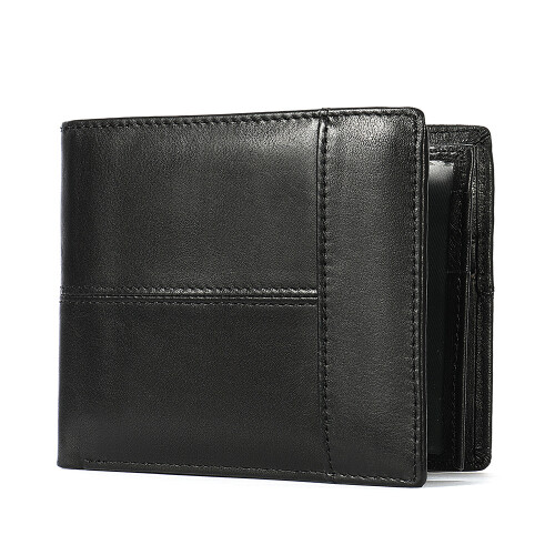 RFID blocking genuine leather wallet for men Black