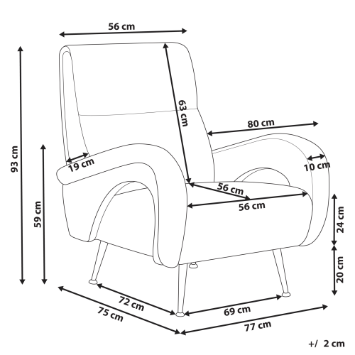 Beliani Armchair SVALOV Corduroy Orange 2