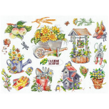 Kit de point de croix - Andriana ANS-68 Histoires de jardin - 31x44 cm - Toile Aïda 16ct - 46 couleurs