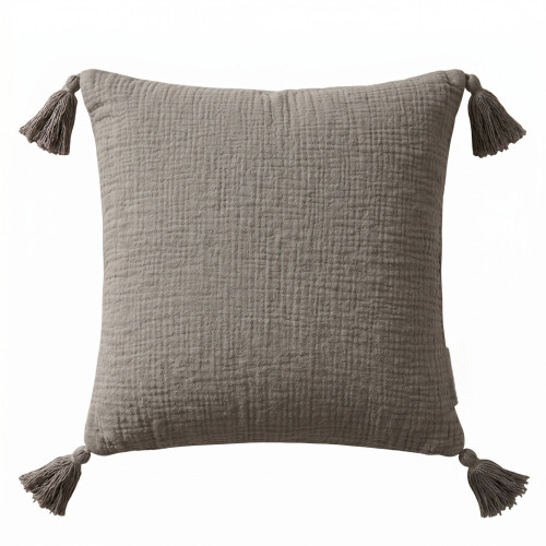 Homescapes Pure Handmade Cotton Muslin Cushion with Cover