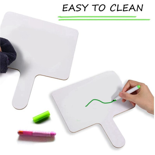 20Pçs 9.6X8Polegadas Dry Erase Answers Paddle, Handhold Wooden Board Branco Double Side Dry Erase Answer Board 2