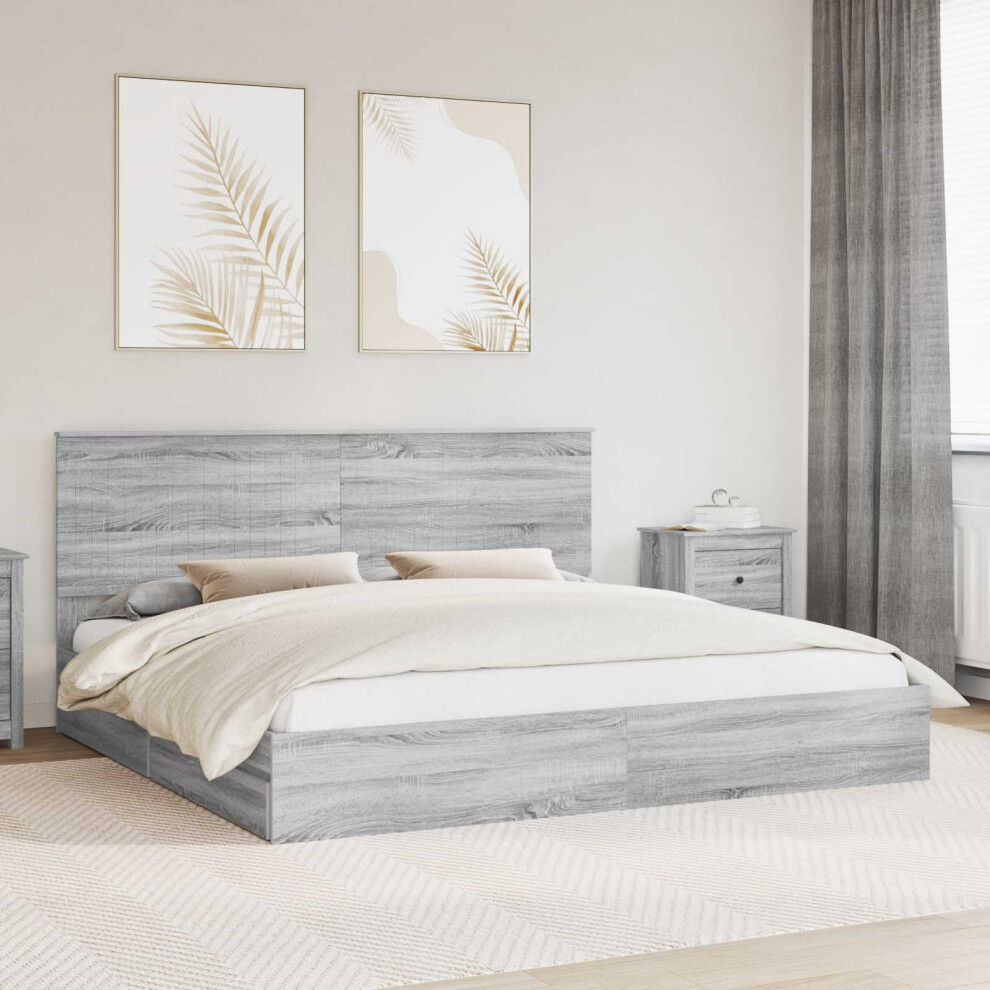 Vidaxl Storage Bed Grey Sonoma 200 X 200 Cm Engineered Wood
