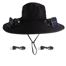 Sombrero con Ventilador Solar Recargable por USB para Hombres, Ideal para Senderismo, Pesca, Protección Solar, con Doble Ventilador de Enfriamiento y