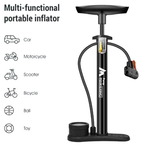 Pompa per Bicicletta Multifunzionale da 160 PSI con Manometro e Ugello 3 In 1 per Biciclette e Auto. Include 1