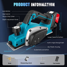 Cordless Electric Planer Compatible with Makita 21V Battery, 16500RPM Electric Wood Planer, Powered Planing Tool
