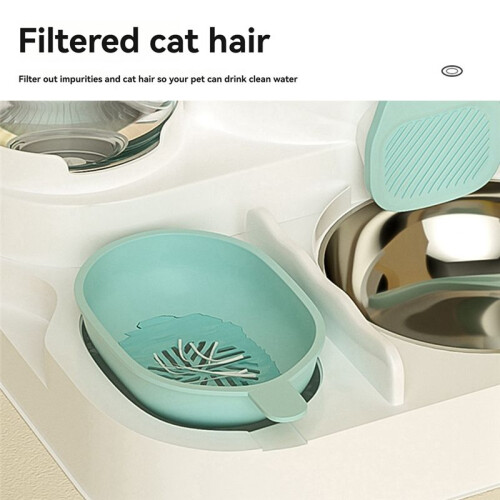 Automatic Feeder Pet GravityFeeder with Dry and Wet Separation - Grey, Automatic Water Refill, Large Capacity, 1