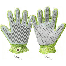 2-in-1 Cat Grooming Glove, Double-Sided Pet Hair Remover Mitt for Dogs & Cats, Gentle Deshedding Tool
