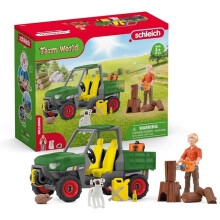 Schleich Farm World - Working in The Forest Playset with Action Figure,Dog Figurine,Tractor Toy and Accessories-Imaginative Play Set for Kids Ages 3+