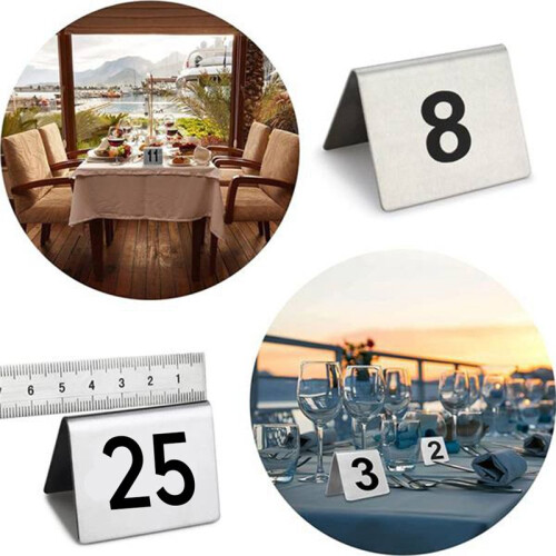 25PCS Restaurant Bar Place Table  Tabletop Number Sign Stackable Table Number Cards Double-Side Black Number 2