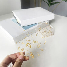Gold Foil Acrylic Coasters Set of 12 for Drinks Nordic Style Tea Coaster Coffee Cup Insulation Pad for Bowls,9.5x10.8cm