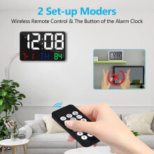 Digitale Uhr ein der Wand GroßEr Display Wecker Uhr mit Kabelloser Fern Bedienung LED Wand Uhr mit Datum und Temperatur-A