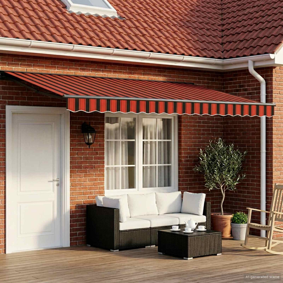 Vidaxl Manual Retractable Awning Orange, Black And Yellow 4.5 X 3.5 M