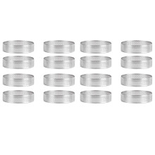 16Pcs Stainless Steel Tart Ring, Heat-Resistant Cake Mousse Ring Round Double Rolled Tart Ring Metal Mold 10cm & 8cm