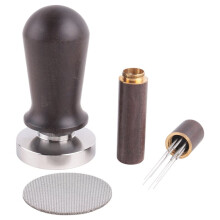 51mm Espresso Coffee Tamper&Stirrer Set-Wooden-Handle Spring-Loaded Calibrated Tamper with Premium Stainless Steel Base