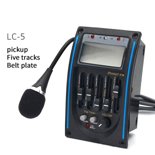 Akustisk Gitarr Pickup, 5 Band EQ Equalizer Gitarr Preamp Piezo Pickup Tuner med Mikrofon LCD-SkäRm 2
