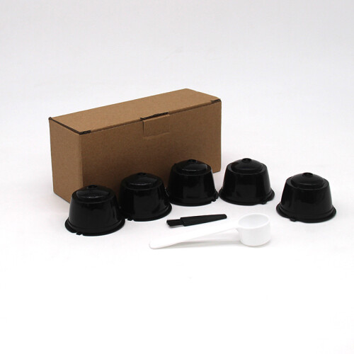 5PZ Riutilizzabile per Nestle per  Coffee Capsule Filter Cup Riutilizzabile Filter Basket Caps Riutilizzabile Spoon Brush-B