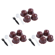 12Pcs for Plsatic Refillable Coffee Capsule with Spoon Brush 200 Times Reusable Compatible Nescafe
