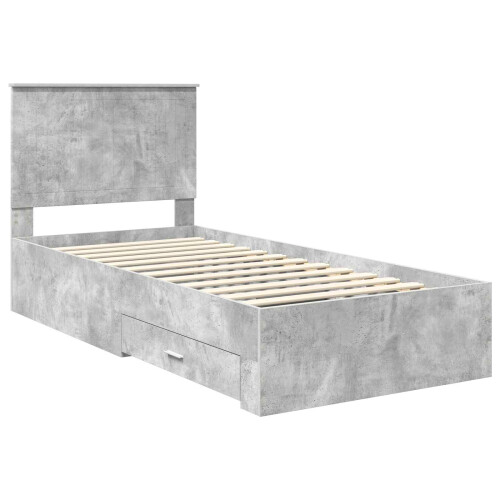 VidaXL vidaXL Bed Frame with Drawer Concrete Grey 90 x 190 cm Engineered Wood 2