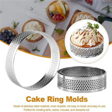 Cake Ring Molds, 36Pcs Stainless Steel Porous Tart Ring, Perforated Pie Cake Ring Mold, Cake Mousse Ring with Holes 7cm