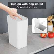 3 Pack 2.6 Gallon / 10 Liter Kleine Prullenbak met Deksel, Vuilnisbak met Deksel, Afvalmand voor Badkamer, Keuken, Slaapkamer
